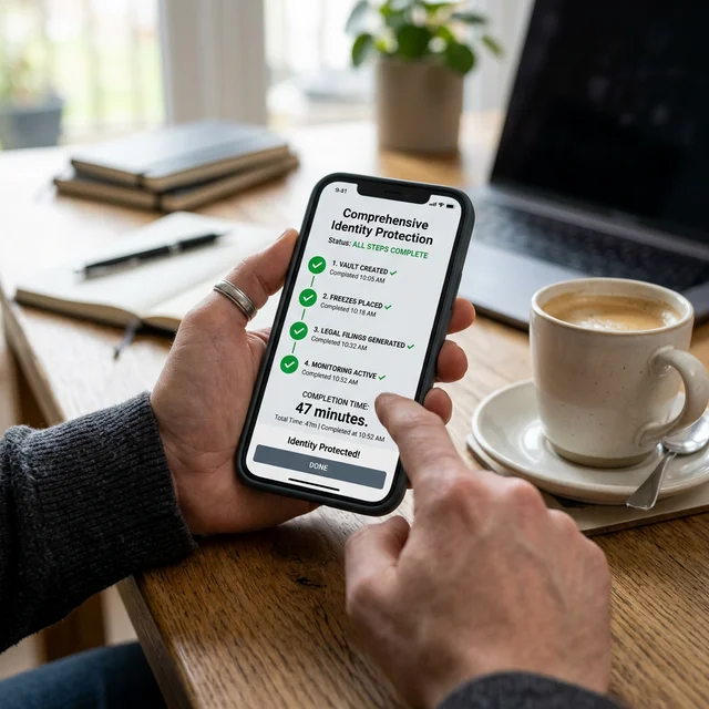 Your vault connects via secure APIs to SSA, IRS, credit bureaus, and banks, creating a unified view where every use of y